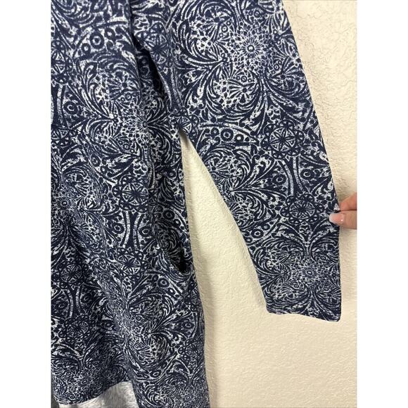 Chicos Medallion Button Back Women’s Tunic Dress Size 2/Size Medium Blue Boho - Picture 3 of 9